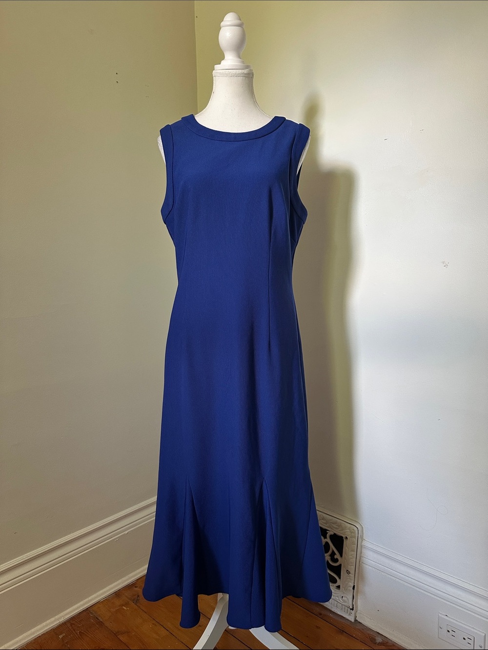 ADRIANNA PAPELL Royal Blue Formal Wedding Sleeveless Mermaid Midi Dress Sz 12